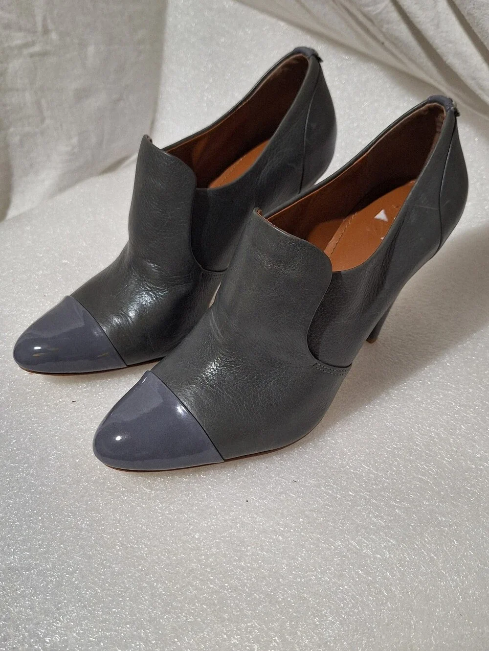Calvin Klein Two-Tone Gray Pointed Toe High Heel Booties